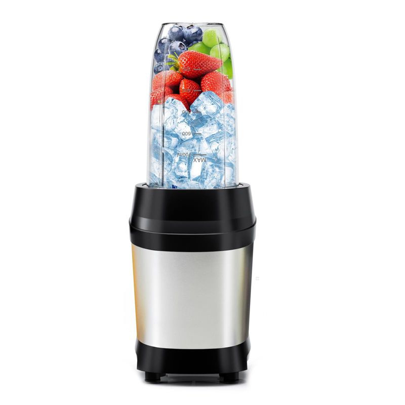 Itopfox 1200W High-Performance Blender for Smoothies, Ice Crushing with 2 Blades, Includes 23oz, 32oz, 37oz Portable Cups for Juices, Silver