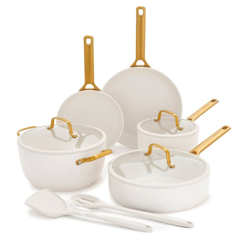 GreenPan 10pc Reserve Pro Ceramic Nonstick Cookware Set Cream
