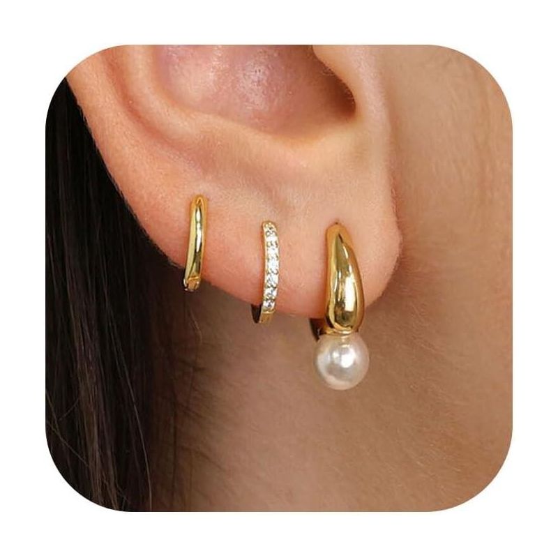 Christmas Gifts Pearl Earrings for Women, Dainty Quality Dangle Earrings Wedding Jewelry for Women Gifts pearl earrings set 1.5 x 0.6