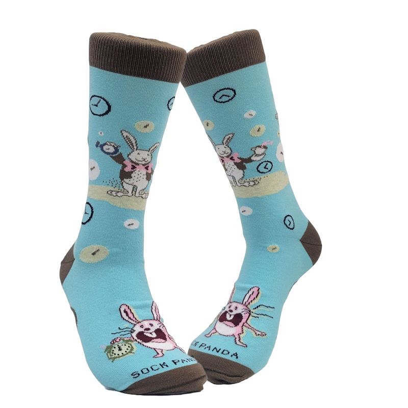 Time Bunny Rabbit Socks (Men's Sizes, Adult Large) from the Sock Panda