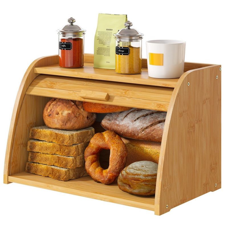 MOEPISY Large Bamboo Wood Bread Box, Classic Storage Container for Kitchen Countertop
