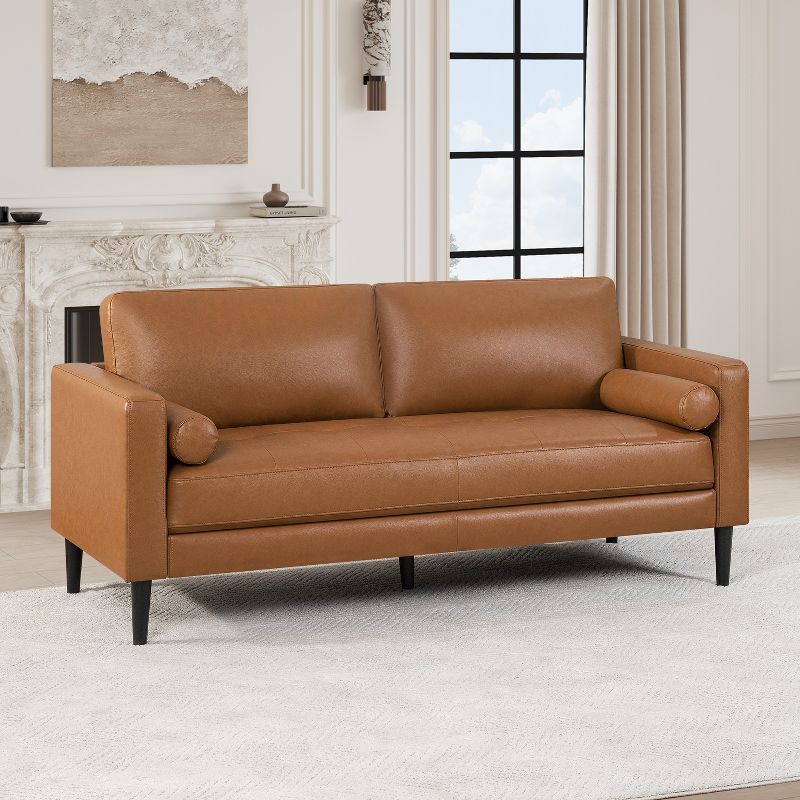 Home Imports Emporium Upholstered Sofa for Living Room in Tan, Leather