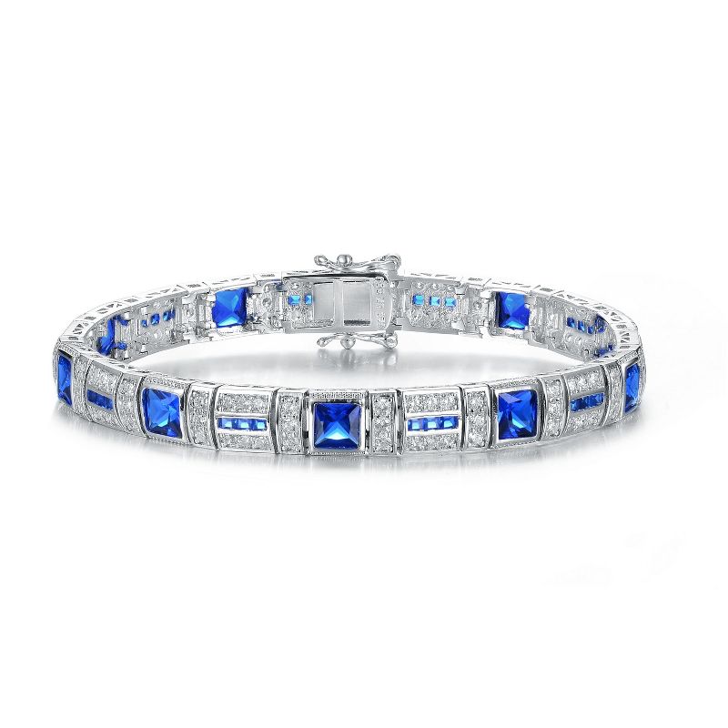 Guili Sterling Silver White Gold Plated Colored Cubic Zirconia Tennis Bracelet, a Versatile Sparkling Design for Timeless Chic and Style