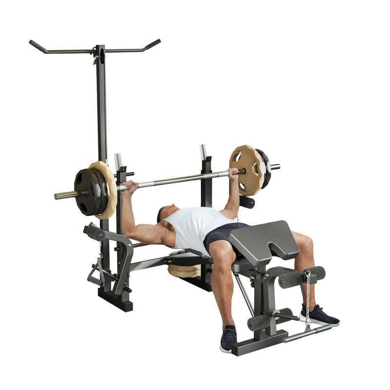 Weight Bench, Foldable Bench - Adjustable Workout Bench with Leg Extension, Rack & Preacher Curl Pad for Home Gym Strength Training