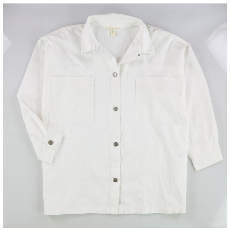 Eileen Fisher Womens Boxy Shirt Jacket, white, X-Large