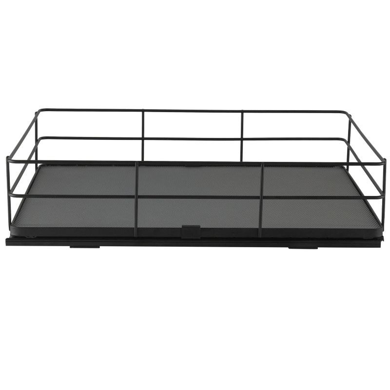 Organize It All 13.8"x20" Slide Out Shelf Organizer: Steel Kitchen Cabinet Storage, Black, 4.5" Height, 16.16 lbs