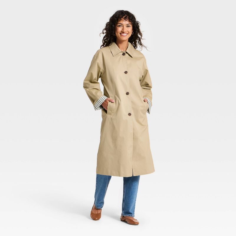 Women's Twill Trench Coat - Universal Thread™ Tan XL