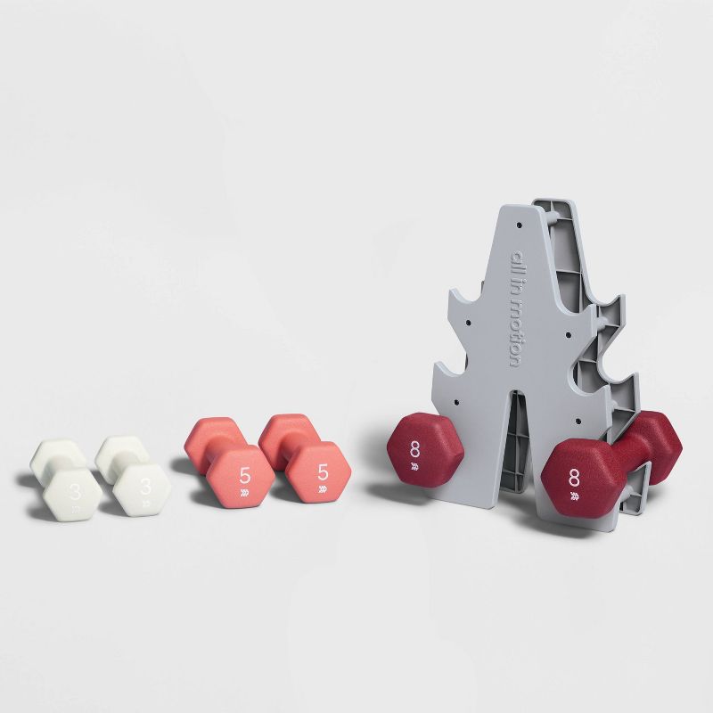 Basic Hand Weight Set Pink/White/Magenta - All In Motion™: Iron Dumbbells with Rack