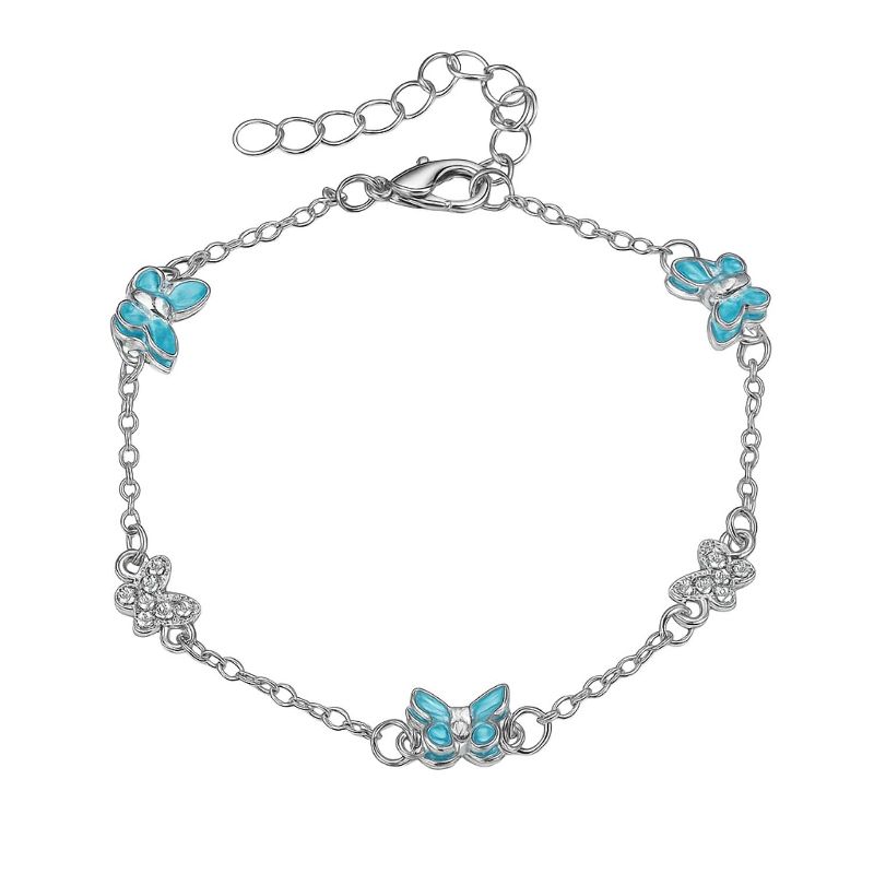 Modern Style Alloy Butterfly Bracelet - Fresh Mint Blue Light Luxury Hand Jewelry for Women, Minimalist Delicate Daily Accessory