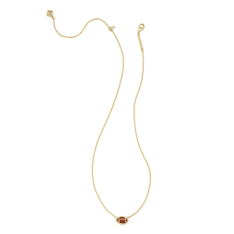 Kendra Scott Enamel Football Pendant Necklace - Gold/Brown: 14K Gold Over Brass, Lobster Claw Clasp, 19" Length