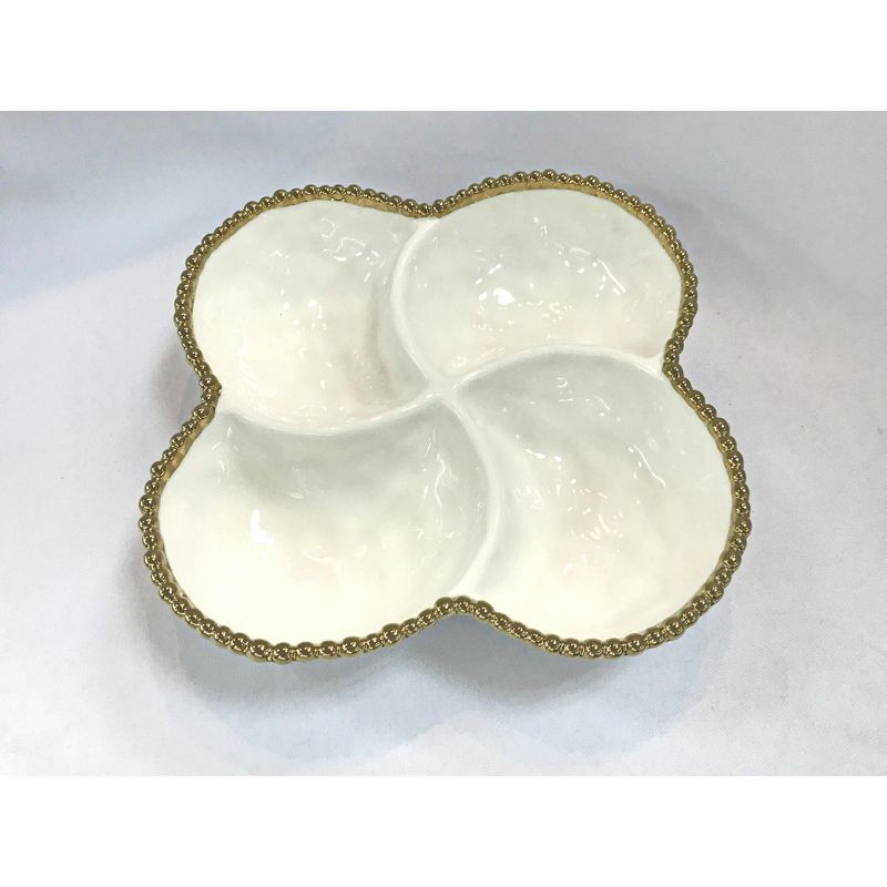 8.75 inch Contemporary Gold Bead 4-section Bowl