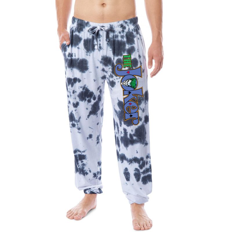 DC Comics Men's The Joker Logo Batman Villain Rock Tie-Dye Jogger Pajama Pants