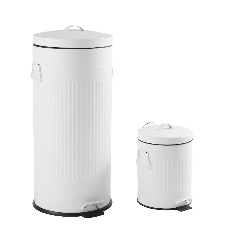 happimess Theo Retro 8-Gallon Step Trash Can with Soft-Close Lid and FREE Mini Trash Can, Cotton White