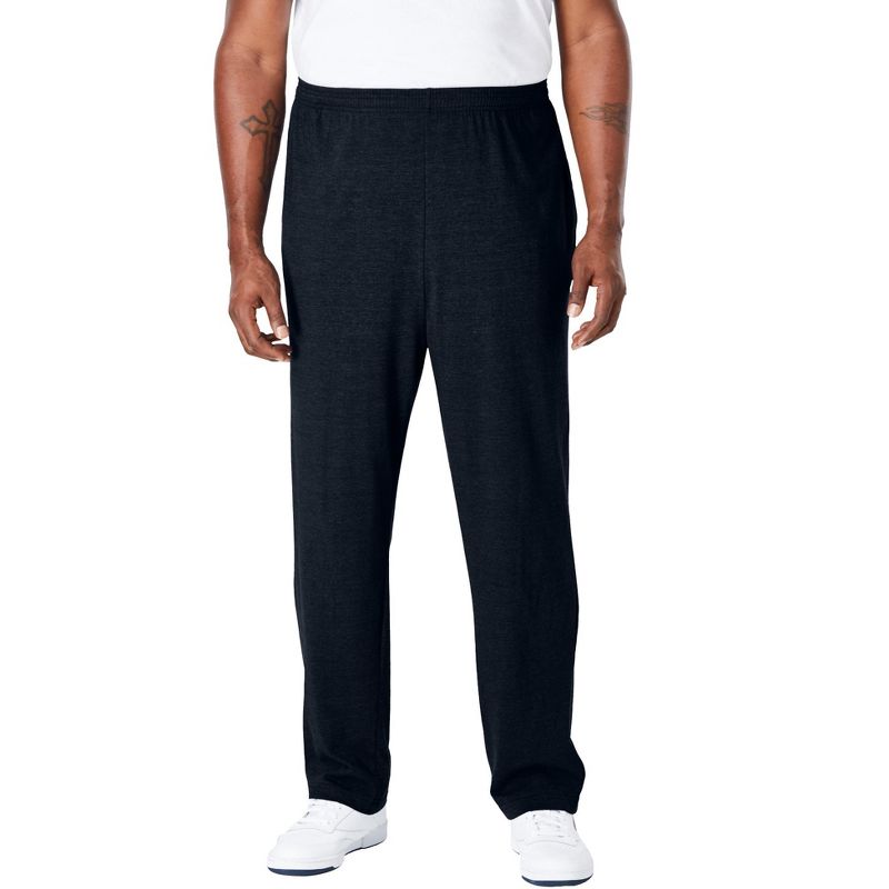 KingSize Lightweight Jersey Open-Bottom Sweatpants - 2XL, Black White Marl