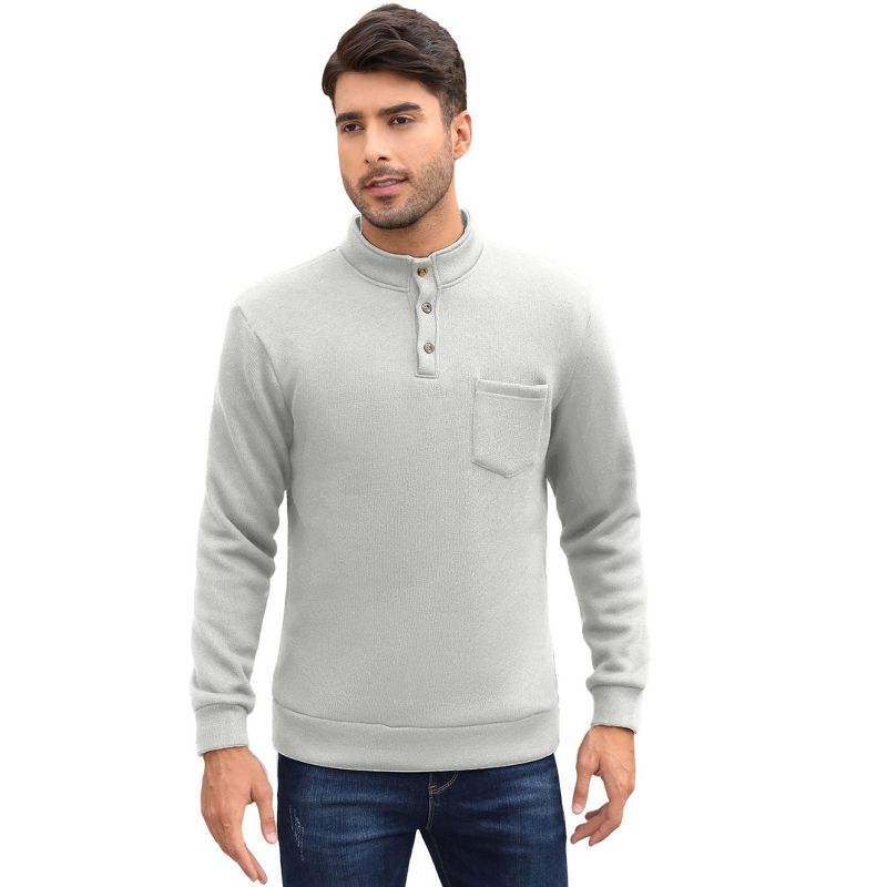 Clearlove Men's Slim Fit Wool Blend Henley Neck Pullover Sweater Warm Knit Long Sleeve Thermal Top Winter Casual Comfort White M