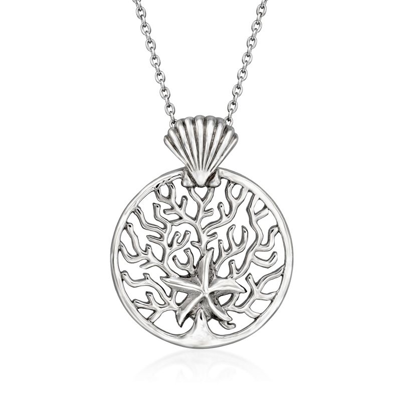 Ross-Simons Sterling Silver Sea Life Pendant Necklace Size 18