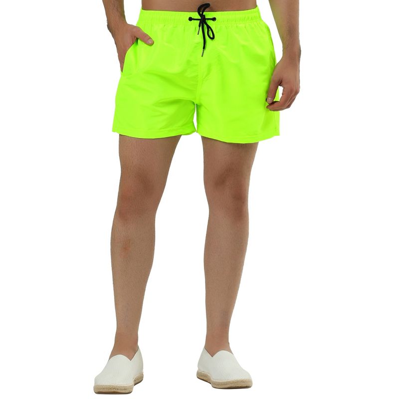 TATT 21 Men's Summer Lightweight Drawstring Waist Mesh Lining Solid Board Shorts Bright Green 30