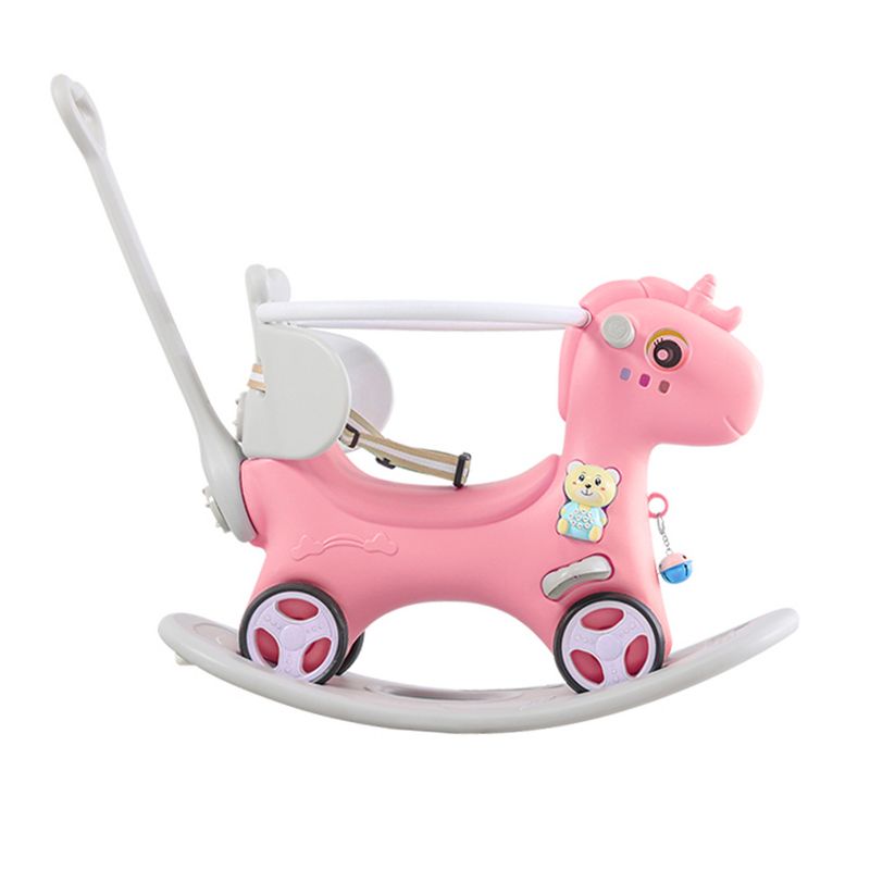 FONTOI Baby Walker, Kids Ride on Horse Balance Bike with Push Handle and Balance Board, Baby Walker for Girls, Pink, 26.77"*11.81"*27.56"