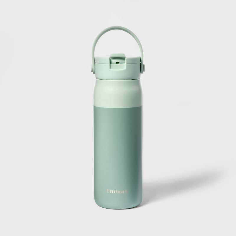 24oz Stainless Steel Hydration Water Bottle - Green - Embark™: Portable Drinkware, Polypropylene Lid
