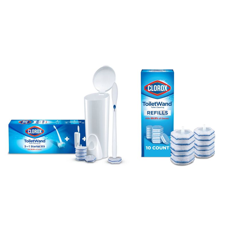 Clorox ToiletWand Storage Caddy, 6 Count Refill Heads Cleaning Tools and Accessories + 10 Count Original Scent Cleaning Tool Refills