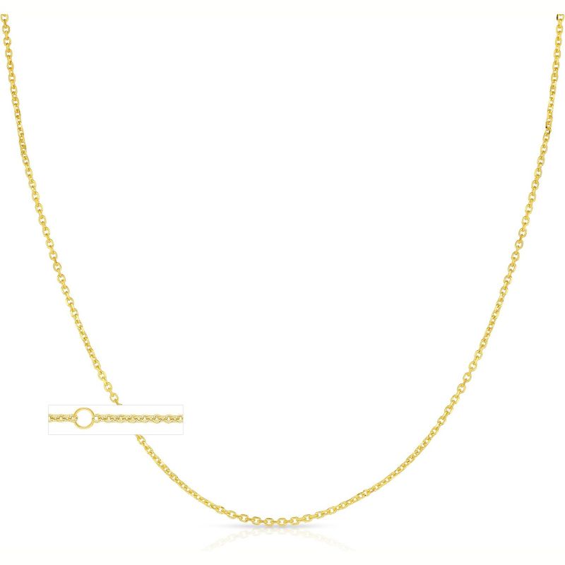 14k White Gold 1.2mm Single Extendable Solid Classic Cable Chain Adjustable Necklace, 16" - 18 Inch