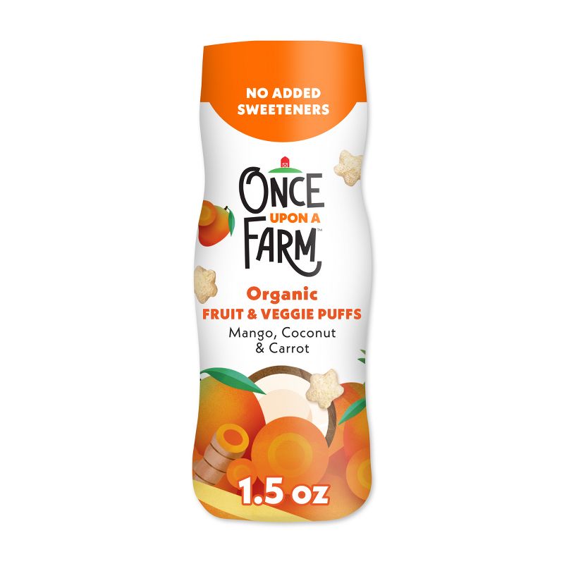 Once Upon a Farm Organic Fruit & Veggie Puffs Baby Food - Mango, Coconut & Carrot - 1.5oz