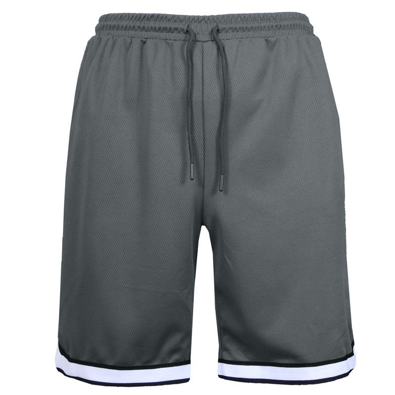 Jump Start Men's Premium Active Moisture Wicking Workout Mesh Shorts With Trim - Charcoal, M