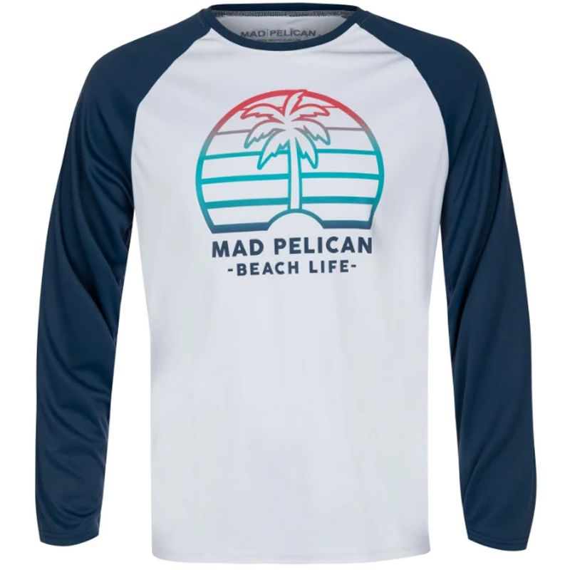 Mad Pelican Ombre Palm Shade Sun Kicker Raglan UV T-Shirt - 2XL - White