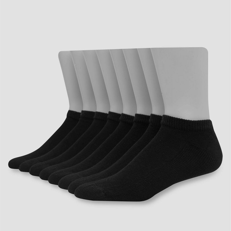 Men's Hanes Low Cut Socks with FreshIQ 8pk - Black: Moisture Wicking, Reinforced Heel & Toe