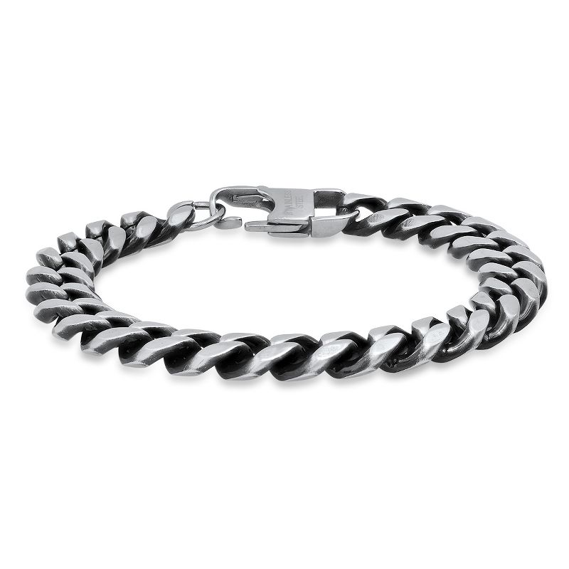Steeltime Men's stainless steel gunmetal cuban chain bracelet
