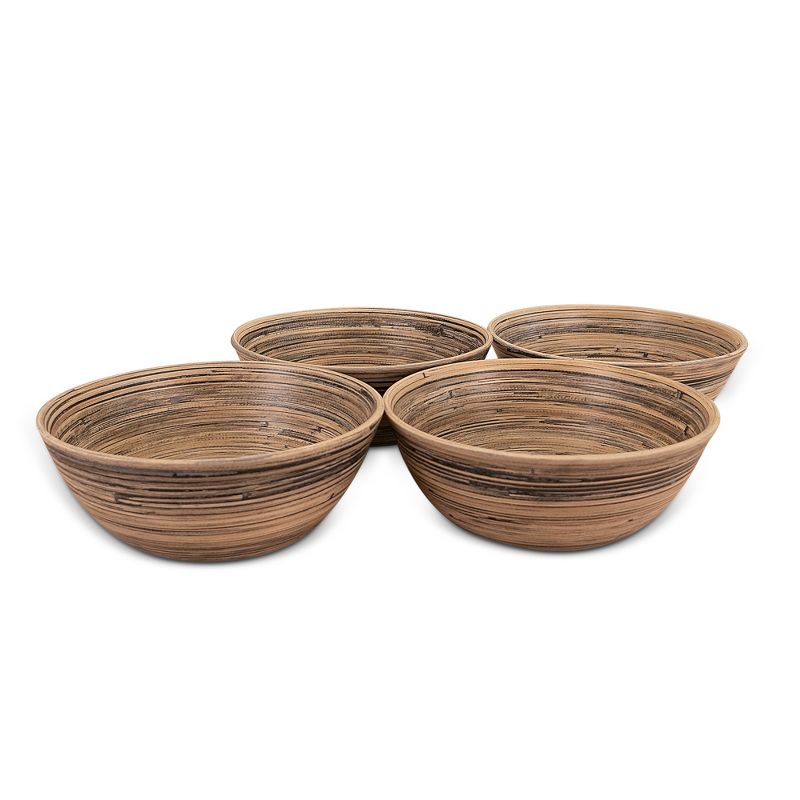 Lexa Bamboo Salad Bowl Set, 8 Inch x 4, Black Bamboo