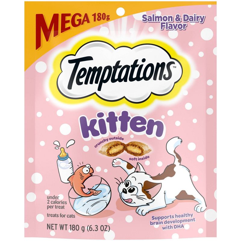 Temptations Salmon and Milk Flavor Crunchy Kitten Treats - 6.3oz