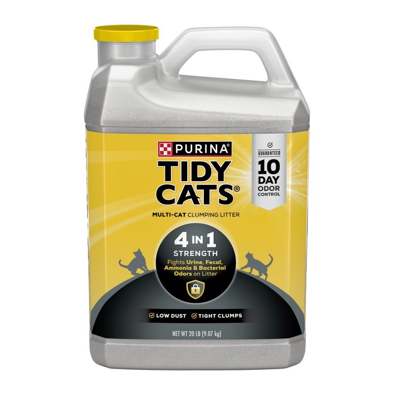 Purina Tidy Cats 4-in-1 Strength Clumping and Low Dust Cat Litter and Deodorizers for Litter Box Odor Control - 20lbs