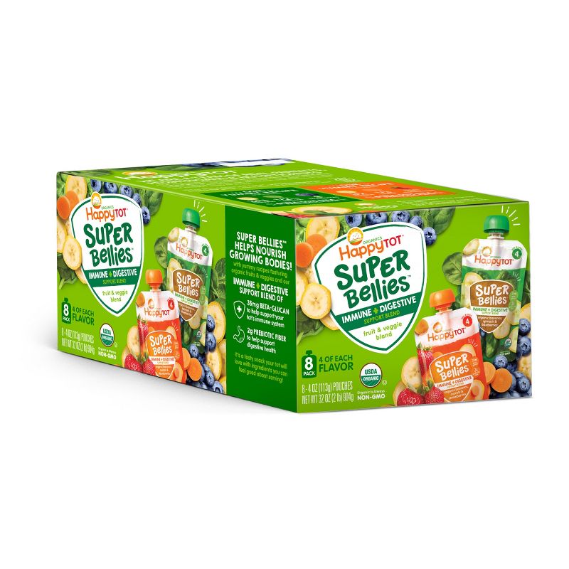 Happy Tot Super Bellies Organic Toddler Pouch Variety Pack - 4oz/8pk