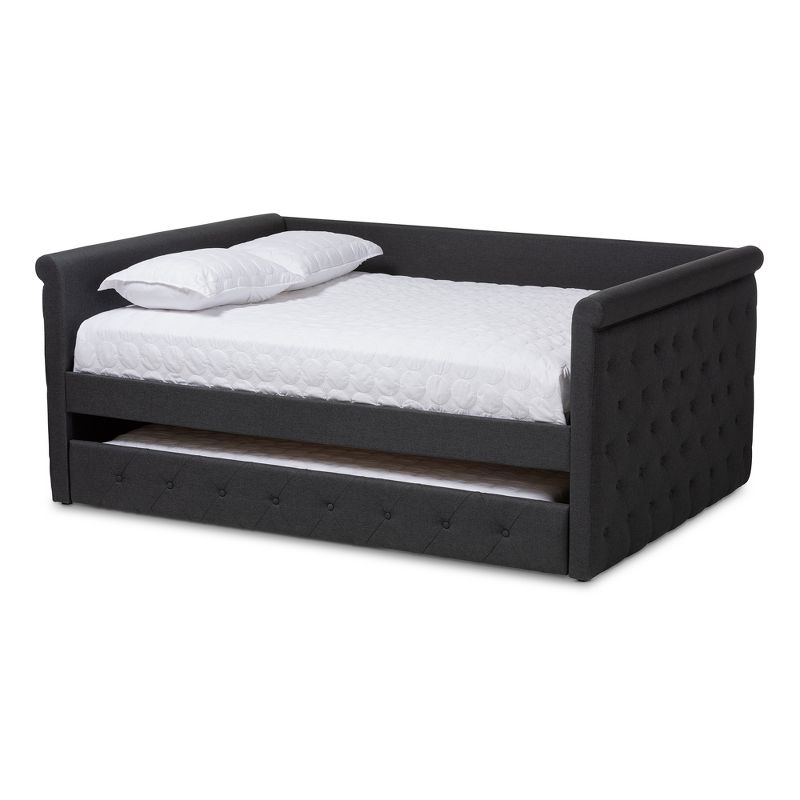 Full Alena Daybed with Trundle Dark Gray - Baxton Studio: Upholstered Bedroom Furniture, No Box Spring Needed
