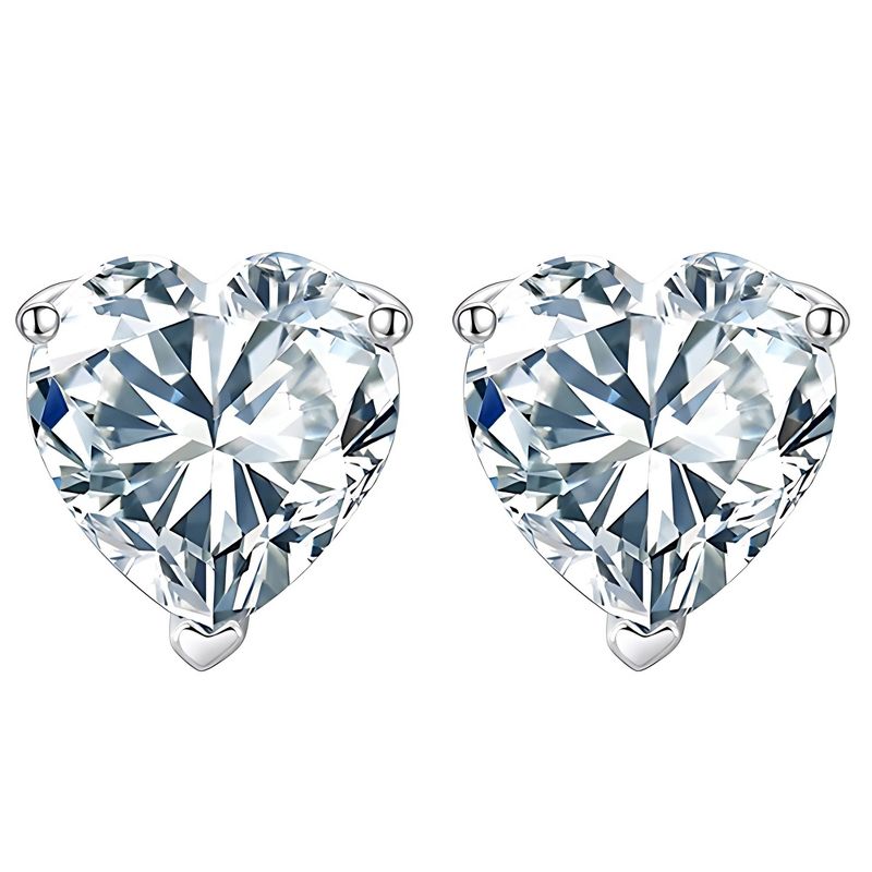 Heart Cut Stud Earrings for Women 5 Ct Simulated Diamond Sterling Silver Ginger Lyne - Silver
