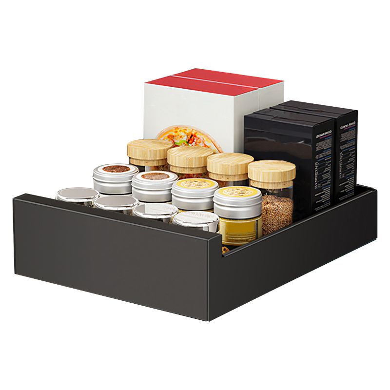 NewHome"Pull-Out Cabinet Organizer with Smooth Slide Rails, Carbon Steel Storage for Kitchen & Bathroom"Black