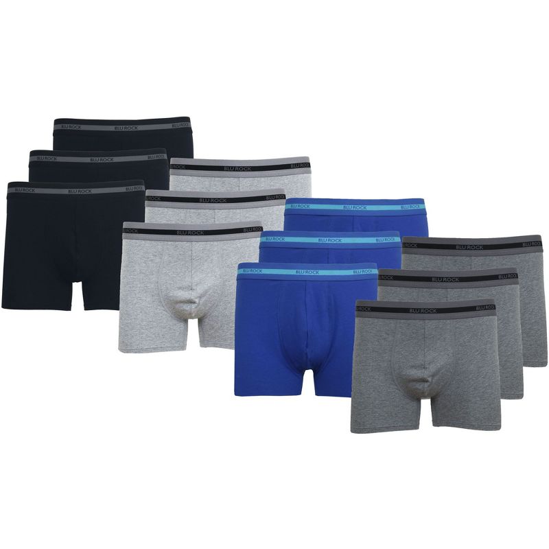 Blu Rock Mens' Cotton Flex Stretch Boxer Briefs-12 Pack