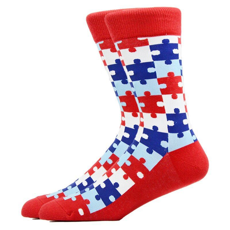 Puzzle Pieces Pattern Socks (Men's Sizes, Adult Large) from the Sock Panda