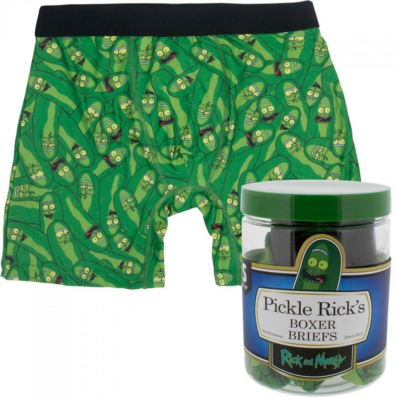 Mens Rick and Morty Pickle Rick Collage Boxer Briefs in Pickle Jar - Large (36-38)