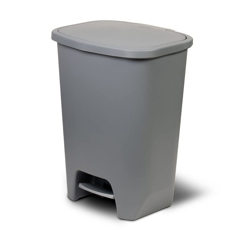 Glad Kitchen Trash Can with Lid, Foot Pedal and Garbage Bag Rings, 20 Gal, Grey