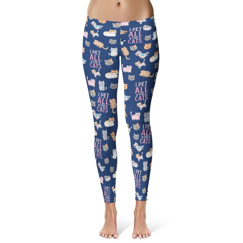 Womens Pet All The Cats Leggings Funny Cute Pet Kitty Animal Lover Graphic Yoga Pants - Crazy Dog For Cat Lovers Pet All The M