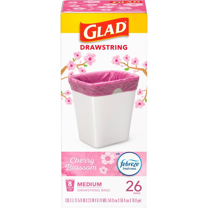 Glad DrawString Trash Bags - Cherry Blossom - 8gal - 26ct
