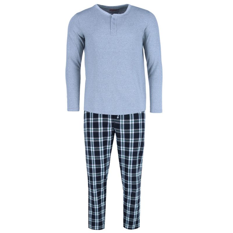 Ten West Apparel Men's Long Sleeve Henley With Flannel Pant Lounge Set, Xlarge, Green