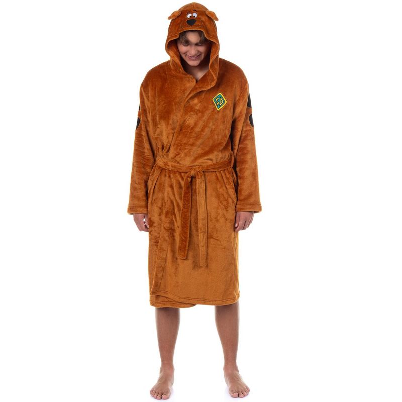 Scooby-Doo Robe Men's Character Embroidered 3D Design Hooded Bathrobe For Adults