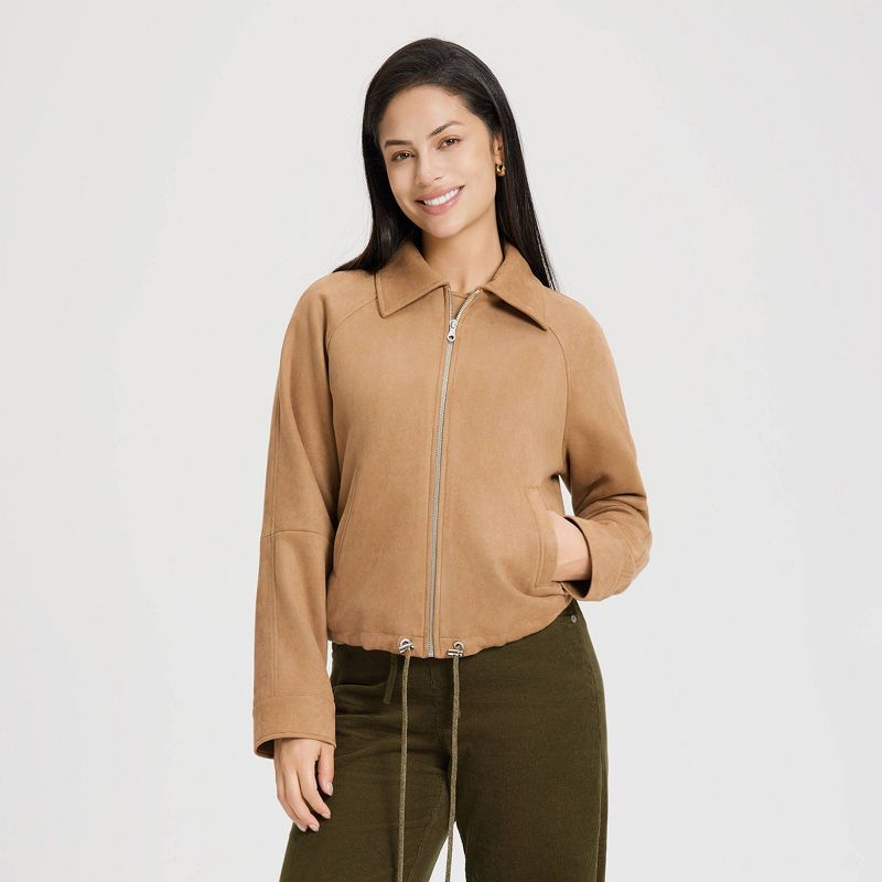 Women's Suede Bubble Jacket - Universal Thread™ Brown L