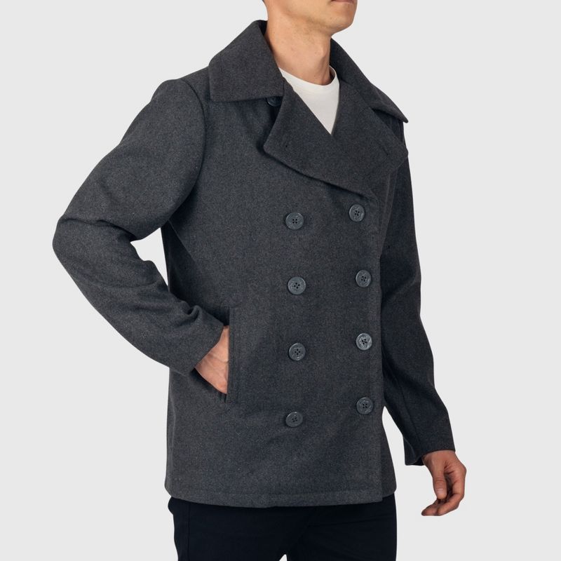 Alpine Swiss Mason Mens Wool Blend Classic Pea Coat Gray Large