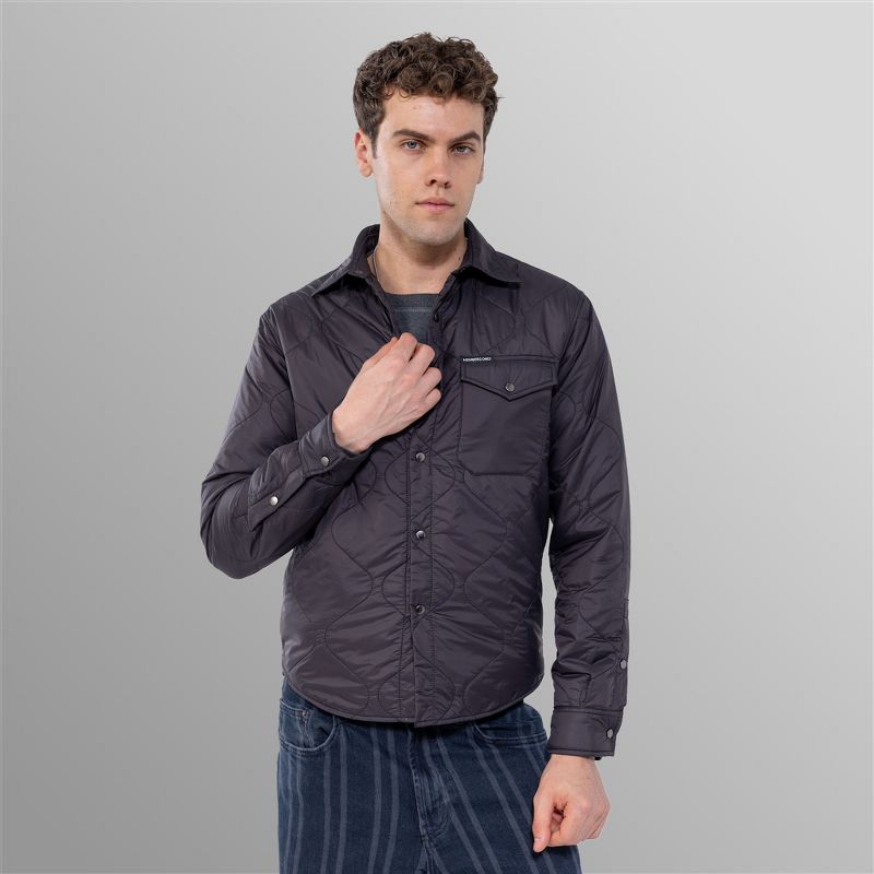 Men's Quilted Shirt Jacket - Black - XX Large