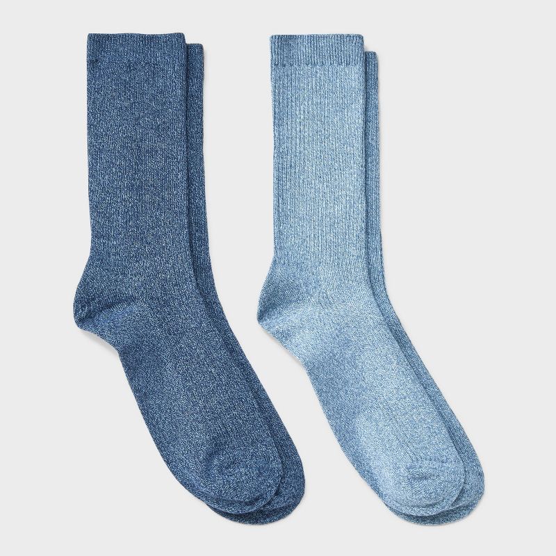 Men's 2pk Casual Crew Socks - Goodfellow & Co™ Assorted Blue 6-12