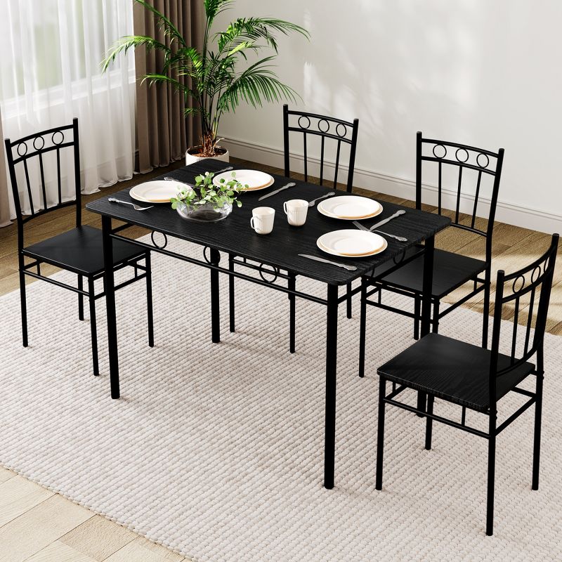 Dyonery 5-Piece Dining Table Set for 4, Kitchen Table and Chairs with Sturdy Metal Frame, Space-Saving Design, Modern Dining Room Furniture